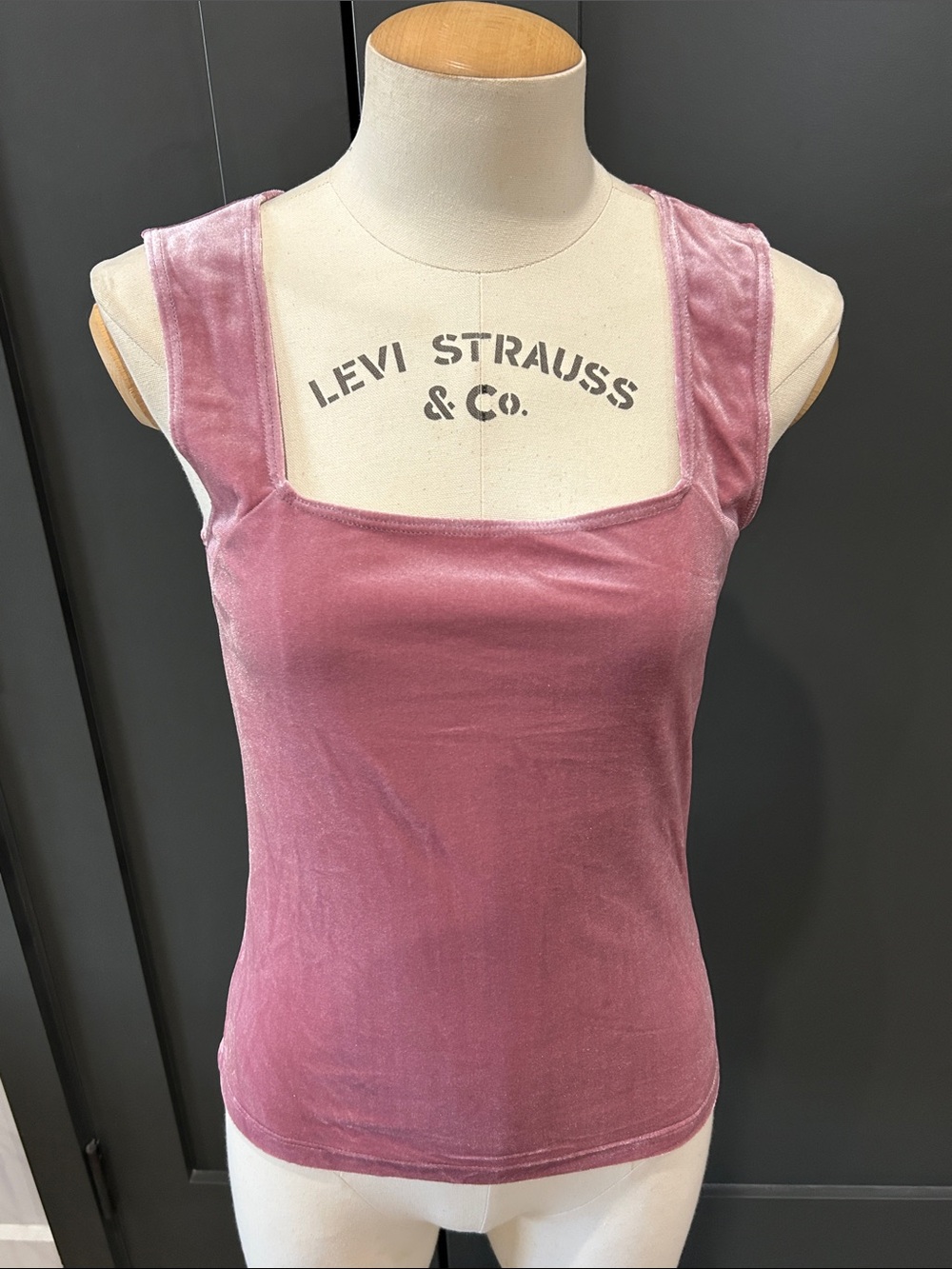 L'AGENCE Dusty Rose Velvet Square-Neck Tank